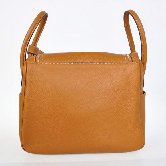 High Quality Replica Hermes Lindy 30CM Havanne Handbags 1057 Camel Leather Golden Hardware